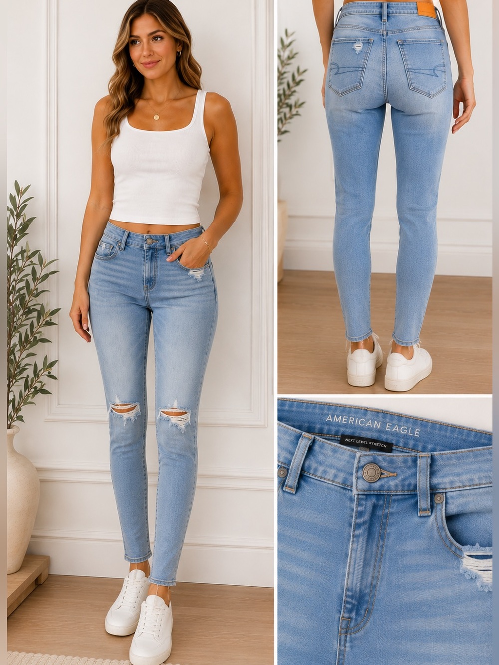 NWT American Eagle Outfitters Next Level Stretch Super High Rise Jeggings 14R